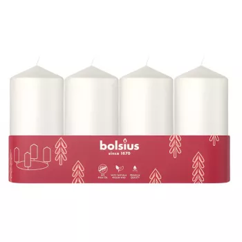 BOLSIUS candela cilindro 4 pz. Ø100x48mm bianco