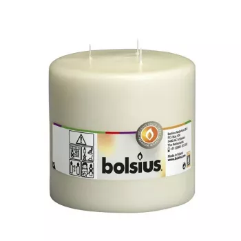 BOLSIUS candela cilindrica Mamoth con 3 stoppini Ø150x150mm beige