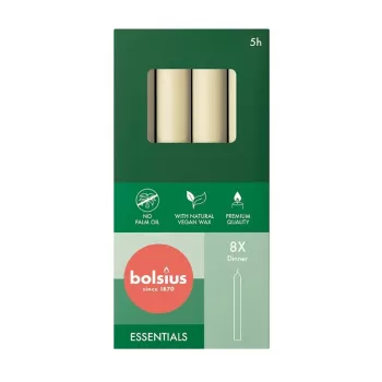 BOLSIUS candele da tavolo 8 pezzi in una scatola 170/20mm perla