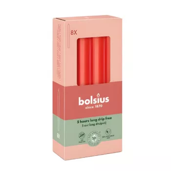 BOLSIUS candele da tavolo confezione da 8 rosso 170/20 mm