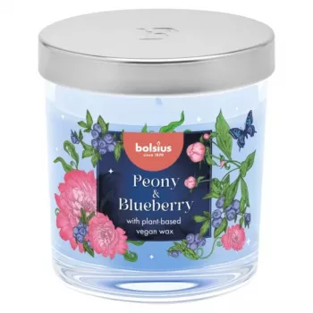 Bolsius Aromatic Candela profumata in vetro Floral Fusion peonia e mirtillo Ø80x72mm