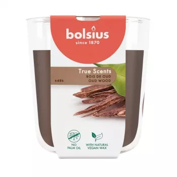 BOLSIUS True Scents Candela profumata in vetro Oud Wood Ø97x85mm