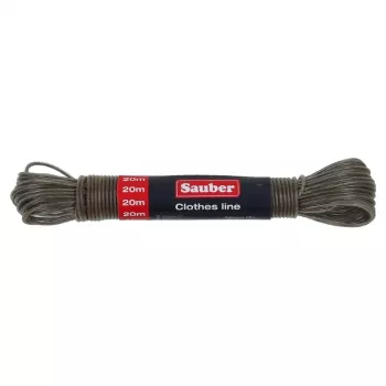 SAUBER stendino 20 m con anima in acciaio e rivestimento in PVC, bianco