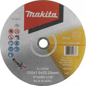 Makita E-13764 Disco da taglio 230 mm, foro 22,23 mm, spessore 1,9 mm, per metallo e acciaio inox