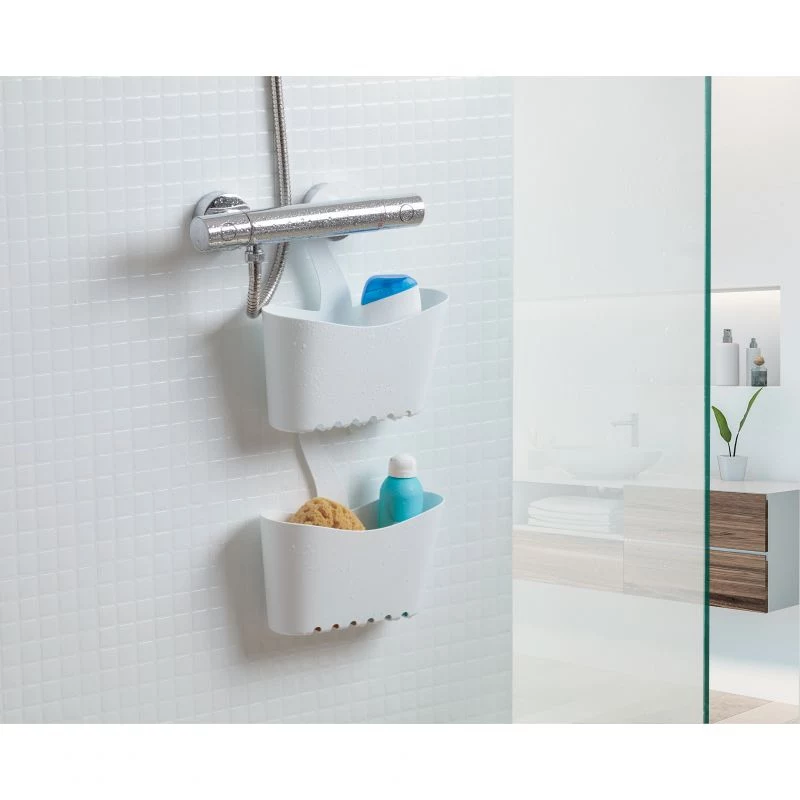 TATAY mensola da bagno multifunzionale sospesa 25x9x28 cm bianco