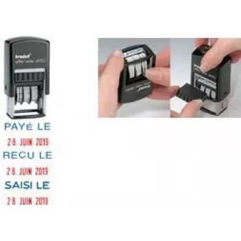 Trodat Printy Dater 4850L PAYÉ LE (FR) timbro datario autoinchiostrante, francese, 24 x 24 mm, nero 4850/L2
