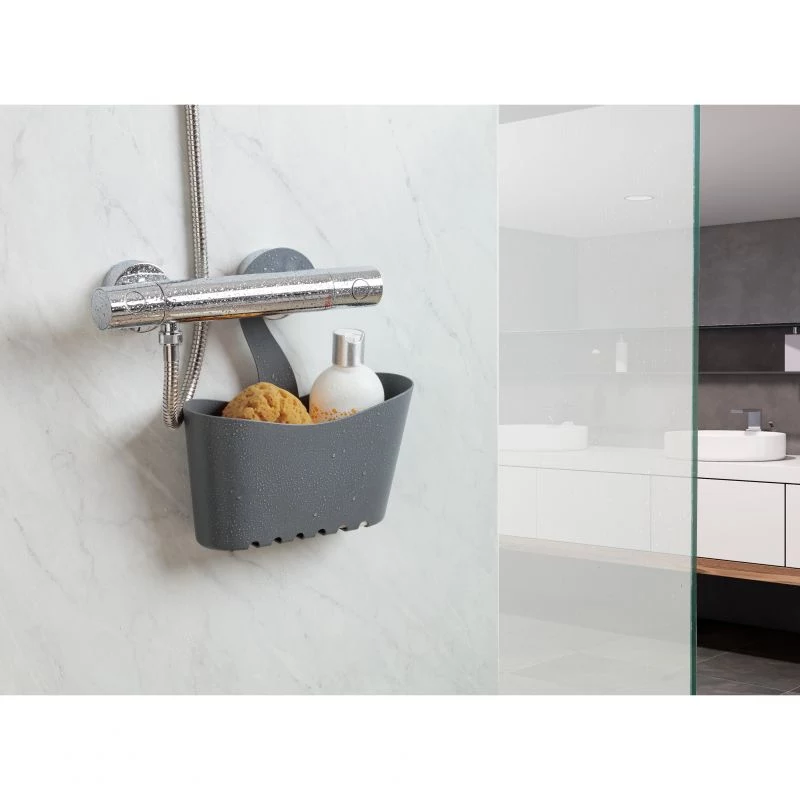 TATAY mensola da bagno multifunzionale sospesa 25x9x28 cm grigio