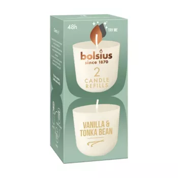 BOLSIUS Clean Light candele di ricarica 2 pz. vaniglia e fava tonka
