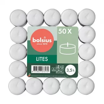 BOLSIUS Candele tealight 50 pz. bianco