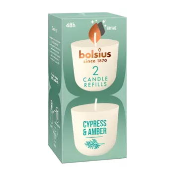Bolsius CleanLight candele ricaricabili 2 pz. cipresso & ambra