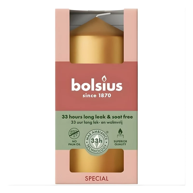 BOLSIUS Candela cilindro Ø120x58mm oro