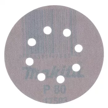 Makita D-65838 Disco abrasivo 125mm grana P80 confezione da 10 attacco velcro 8 fori