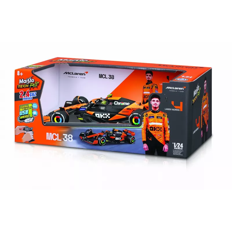 MaistoTech 582359N F1 McLaren MCL38 ´24 Miami Version #4 Norris 1:24 modellino RC per principianti, auto da corsa elettrica