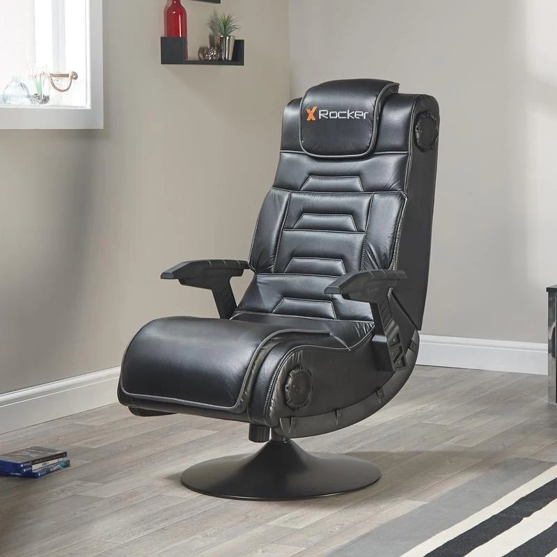 X Rocker Pro 4.1 sedia gaming a piedistallo con audio surround 2.1, vibrazione, Bluetooth - nera