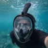 LEAN TOYS maschera da snorkeling a visiera intera con sistema antiappannamento nero L/XL