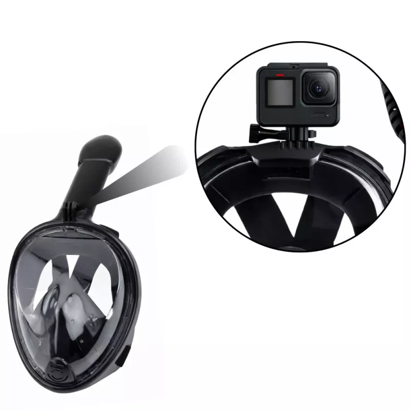 LEAN TOYS maschera da snorkeling a visiera intera con sistema antiappannamento nero L/XL