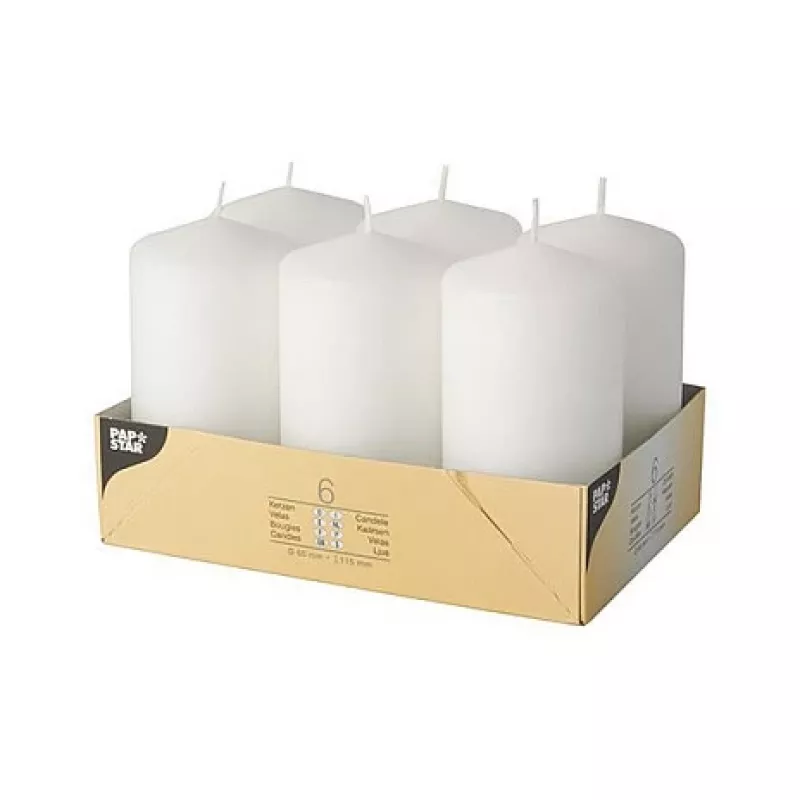 PAPSTAR candela cilindrica 11,5 cm bianco