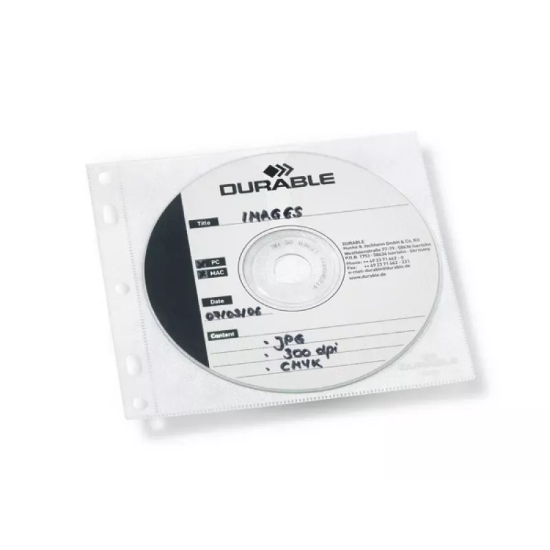 DURABLE 1 pz. Custodia CD/DVD Cover FILE con foratura trasparente, 10 pz.