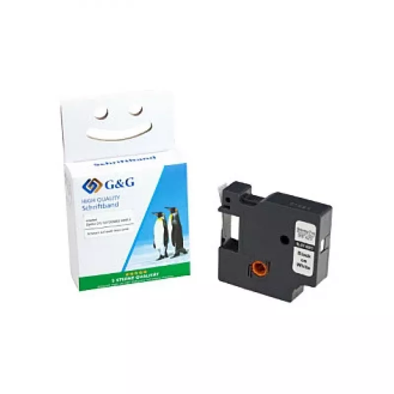 G&G nastro per etichettatrice compatibile 9mm x 7m nero su bianco per Dymo D1 40913