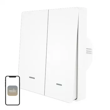 MOES ZS-B-EU2 interruttore luce ZigBee a 2 canali, senza neutro, bianco
