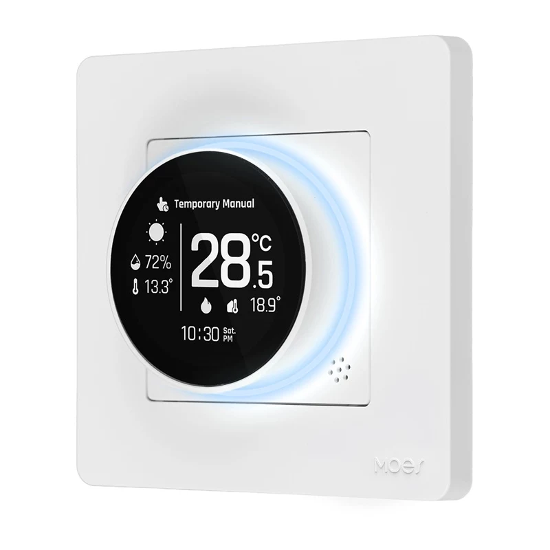 MOES ZHT-SR-GB-WH-MS termostato smart ZigBee per riscaldamento elettrico, bianco