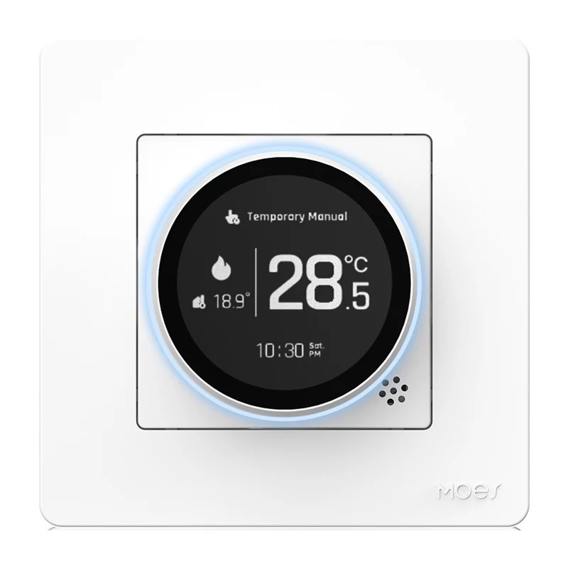 MOES ZHT-SR-GB-WH-MS termostato smart ZigBee per riscaldamento elettrico, bianco