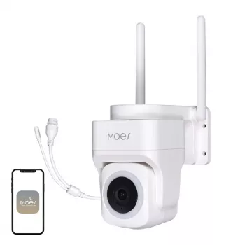 MOES WCM-B66 telecamera IP Wi-Fi da esterno 3MP con riconoscimento persone AI, visione notturna a colori, pan/tilt, audio bidirezionale, IP66 resistente alle intemperie