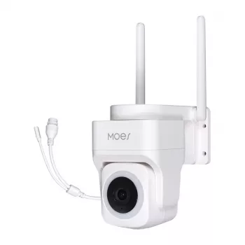 MOES WCM-B66 telecamera IP Wi-Fi da esterno 3MP con riconoscimento persone AI, visione notturna a colori, pan/tilt, audio bidirezionale, IP66 resistente alle intemperie