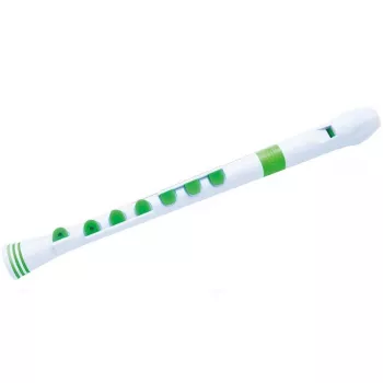 NUVO Recorder+ Flauto dolce soprano bianco-verde, diteggiatura tedesca, accordatura in C, plastica ABS, con custodia, scovolino e tabella delle diteggiature