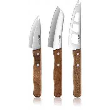 GEFU CAVINA Set di 3 coltelli da formaggio, acciaio inox, lavabili in lavastoviglie