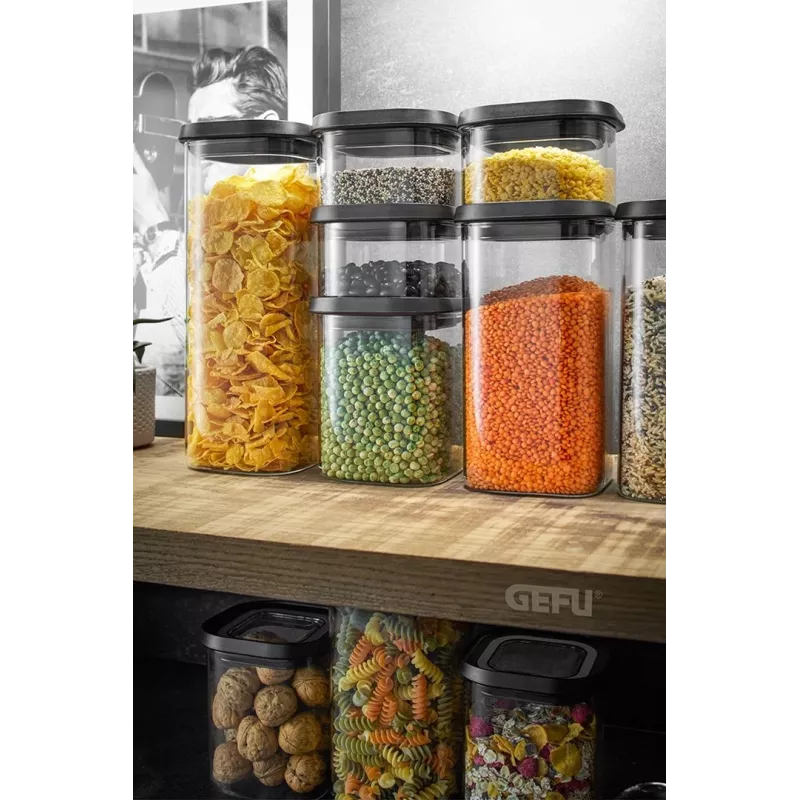 GEFU PANTRY Contenitore rettangolare 2,5 L nero, trasparente 1 pezzo