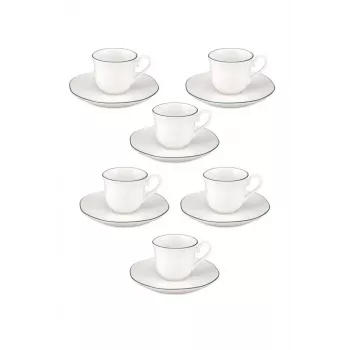 LA PORCELLANA BIANCA Teresa set tazzine da caffè con piattini, 90 ml, porcellana, bianco, 12 pezzi