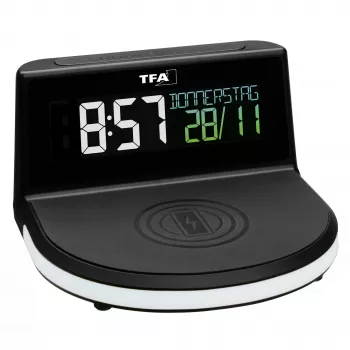 TFA Dostmann 60.2028.01 sveglia digitale con base di ricarica per ricarica wireless CHARGE