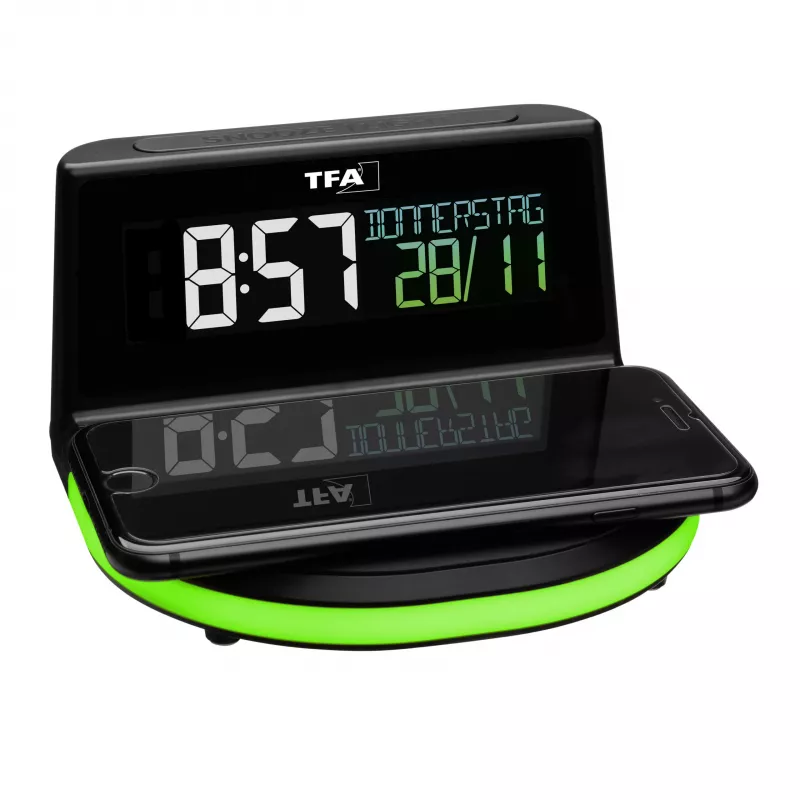 TFA Dostmann 60.2028.01 sveglia digitale con base di ricarica per ricarica wireless CHARGE