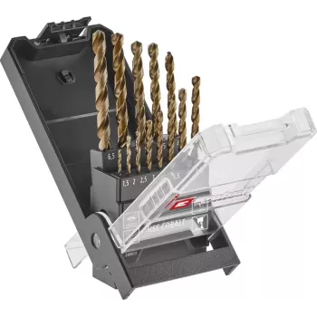 Einhell 249013 set di punte elicoidali per metallo HSS-Co, 13 pezzi, 1,5-6,5 mm, lega al cobalto, DIN 338, punta affilata