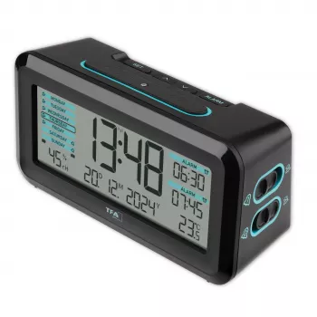 TFA Dostmann 60.2562.01.GB sveglia radiocontrollata nero azzurro
