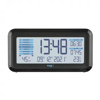 TFA Dostmann 60.2562.01.GB sveglia radiocontrollata nero azzurro