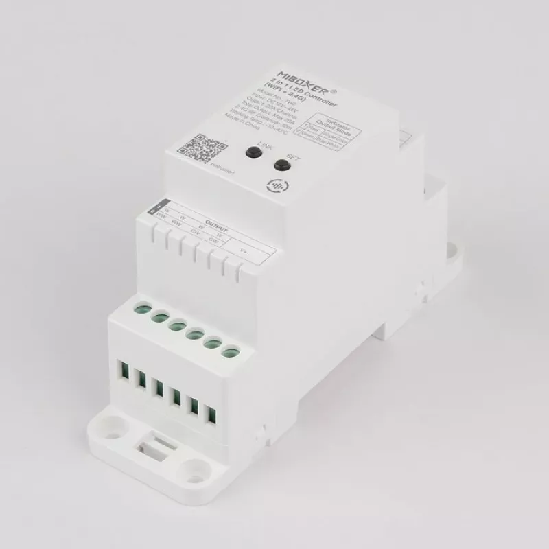 MiBoxer TW2 controller LED 2-in-1 per binario per strisce LED monocromatiche e CCT, DC12/24V, WiFi + 2,4GHz RF