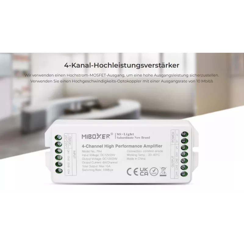 Synergy 21 controller LED serie AMP amplificatore a 4 canali per MiLight/MiBoxer (PA4)