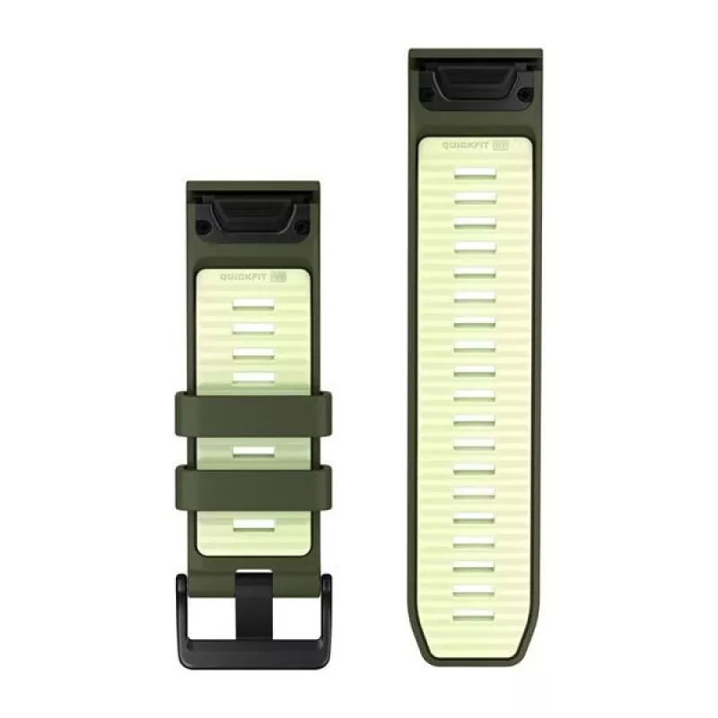 Garmin QuickFit 26 mm cinturino in silicone per orologi - Olive Drab / Lemon 010-14508-01