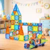 LEAN TOYS mattoncini magnetici didattici con finestre e adesivi 3D per veicoli, 138 pezzi