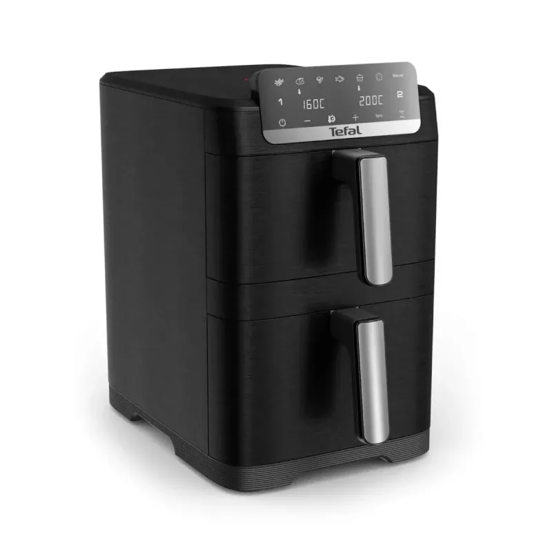 TEFAL friggitrice ad aria doppio cestello EY7528E0 Easy Fry Crispy Stack, 2700 W, 6 L + 4 L, nero