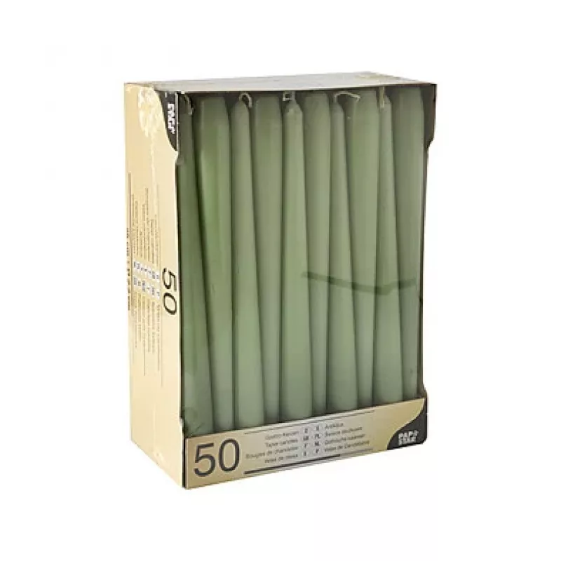 PAPSTAR Candele coniche 22 x 250 mm, verde giada, confezione da 50 (88341)