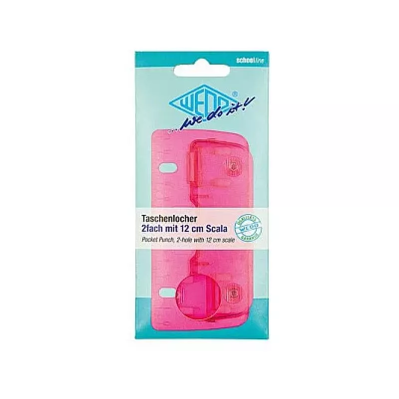 WEDO 67809 Perforatore tascabile, 3 fogli, Ice Pink