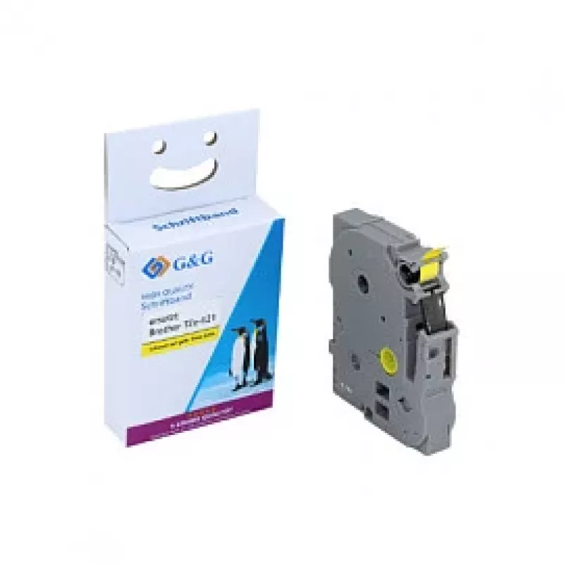 G&G 14976 Nastro per etichettatura compatibile 9 mm x 8 m giallo/nero per Brother TZe-621