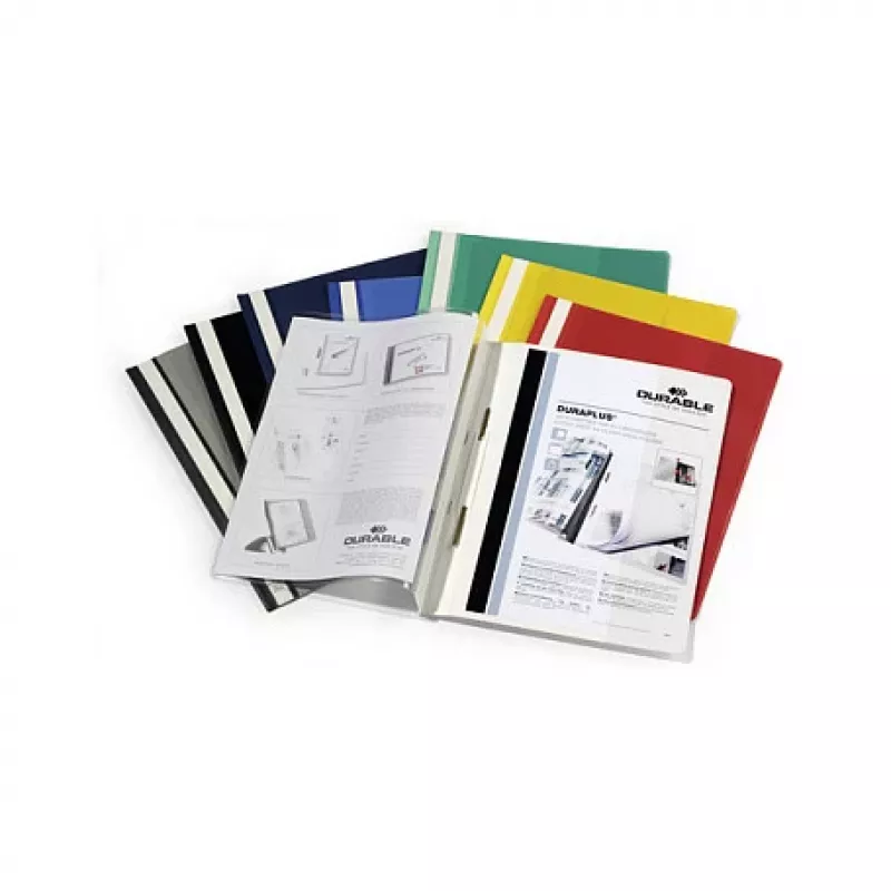DURABLE Duraplus cartella per presentazioni A4 bianca con tasca frontale trasparente e clip girevole in metallo