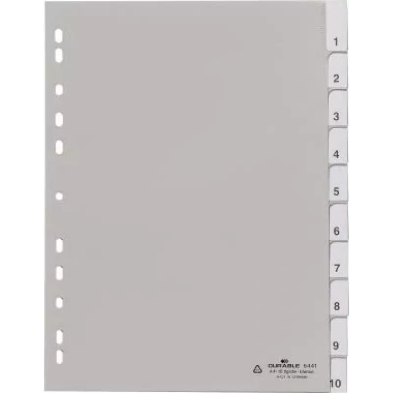 DURABLE 644110 Segnapagine bianchi, polipropilene, 10 linguette, grigio, A4