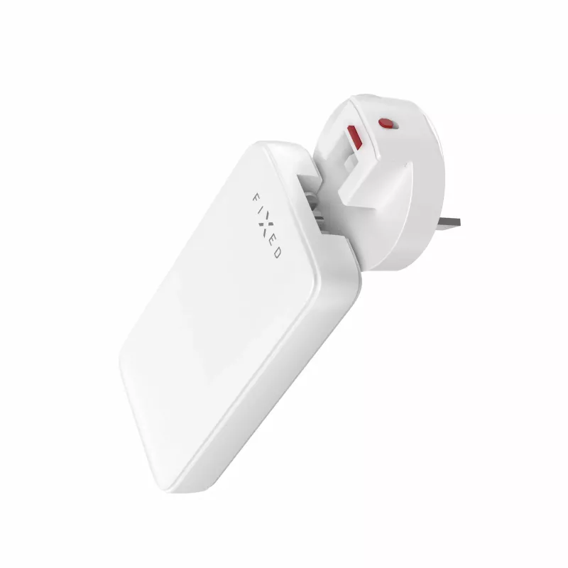 Fixed Slim Traveller caricabatterie da viaggio 2xUSB-C con adattatori mondiali, GaN, 45W – bianco