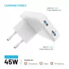Fixed Slim Traveller caricabatterie da viaggio 2xUSB-C con adattatori mondiali, GaN, 45W – bianco