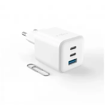 Fixed Mini caricabatterie 2x USB-C e USB GaN 65W bianco